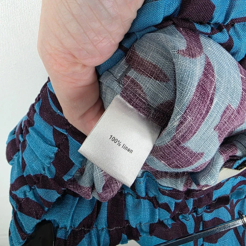 NWT Tucker Camilla Pant Sky Figi Floral Lightweight Linen Wide Leg Blue Purple S